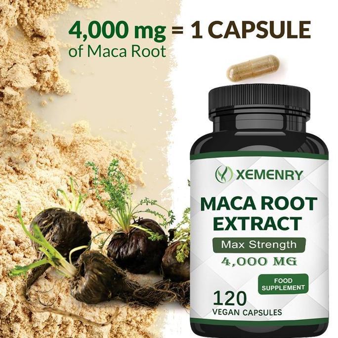 Xemenry - Kapsul Ekstrak Tanaman Akar Maca - 4000 Mg Per Kapsul - Memberikan Energi, Menjaga Ketenan