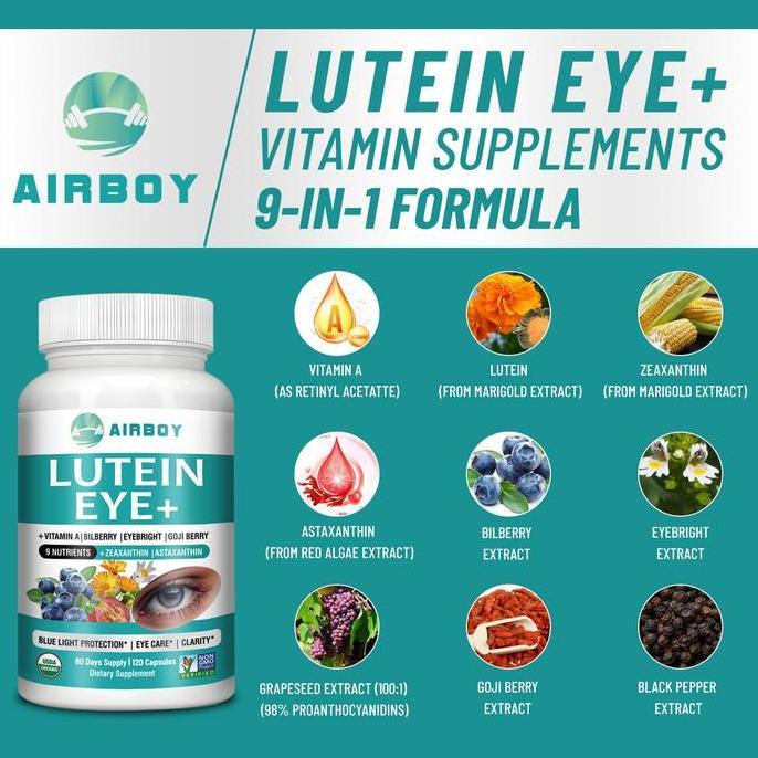 Airboy-Suplemen Lutein Eye + Vitamin Complex-Mengandung Sembilan Nutrisi-Suplemen Kesehatan Mata Per