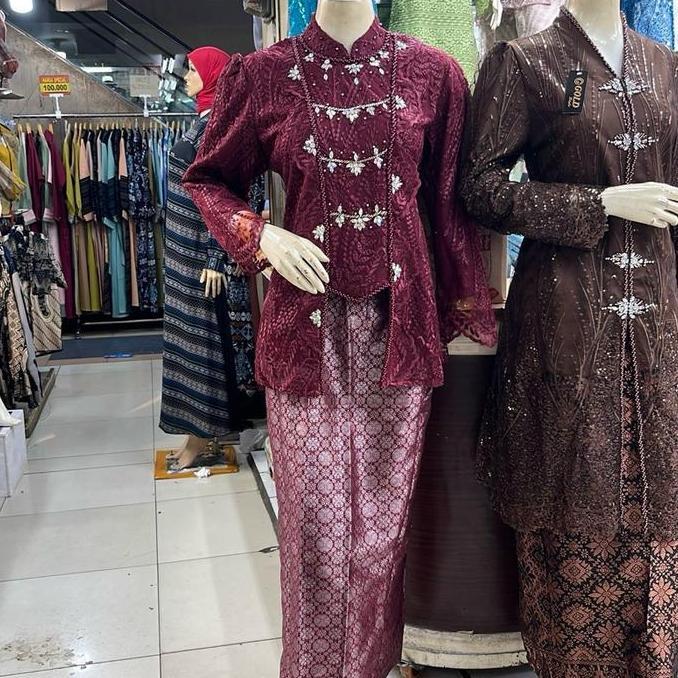 Set Rok Tile Yasmin Full Payet Model Tunik Kurung Malaysia Cantik Mewah Elegan