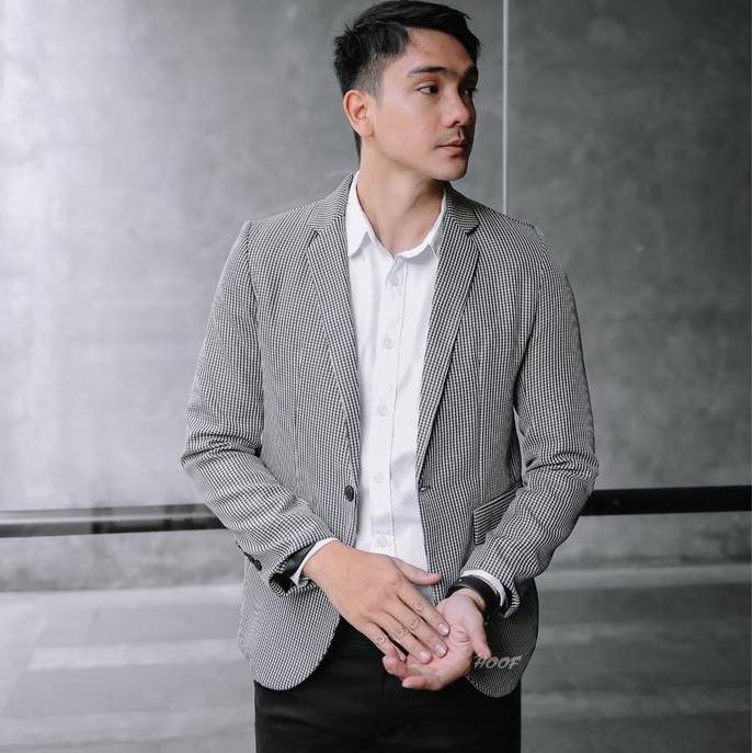 Blazer Pria Casual Motif Tartan Slimfit Hunstmen