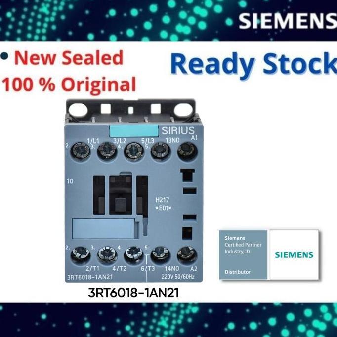 Promo SIEMENS 3RT6018-1AN21 Contactor AC 220 V 50/60 HZ AC3 7.5 kW 400 V Diskon