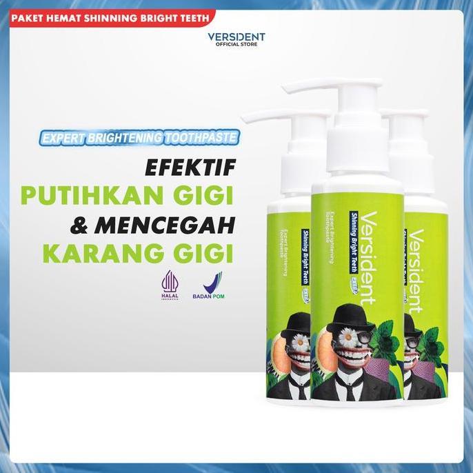 urg.sanvers - versident shining bright teeth bundle - pasta gigi pemutih & pencegah karang