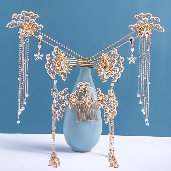 CR - Tusuk Konde Cina Aksesoris Jepit Rambut Cina Hiasan Kepala Pengantin TERLARIS