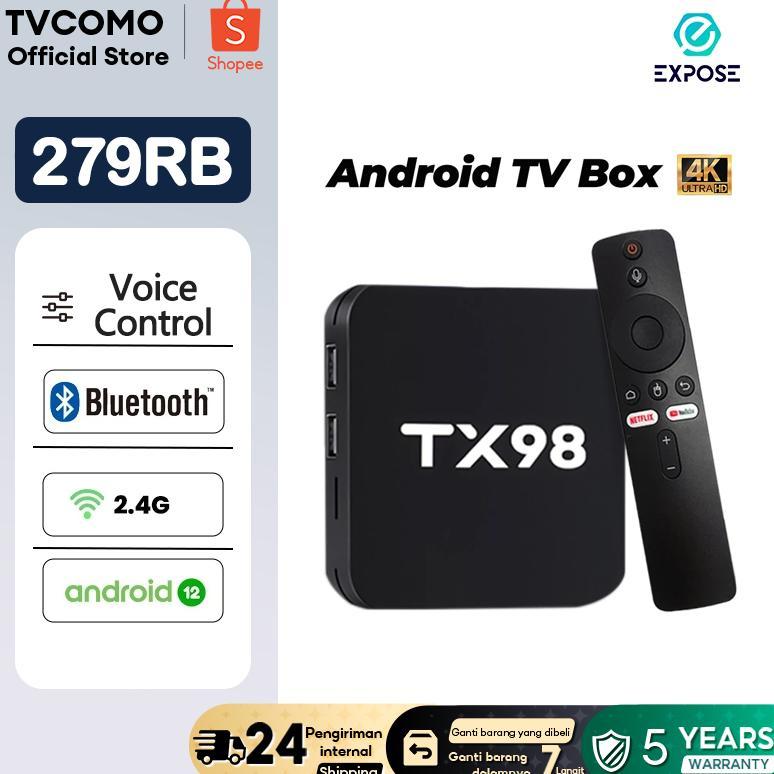 EXPOSE Android TV Box TX98 Bluetooth Voice Control Full Channel WiFi/5G 16GB+256GB STB Smart TV