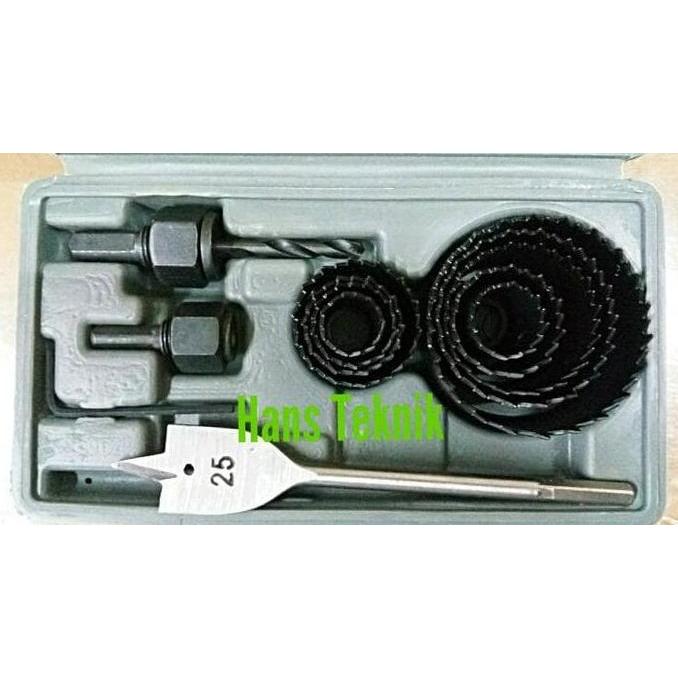 HoleSaw Kit Alat Mata Bor Pelubang Kayu Hole Saw Kit Nankai 13 Pcs