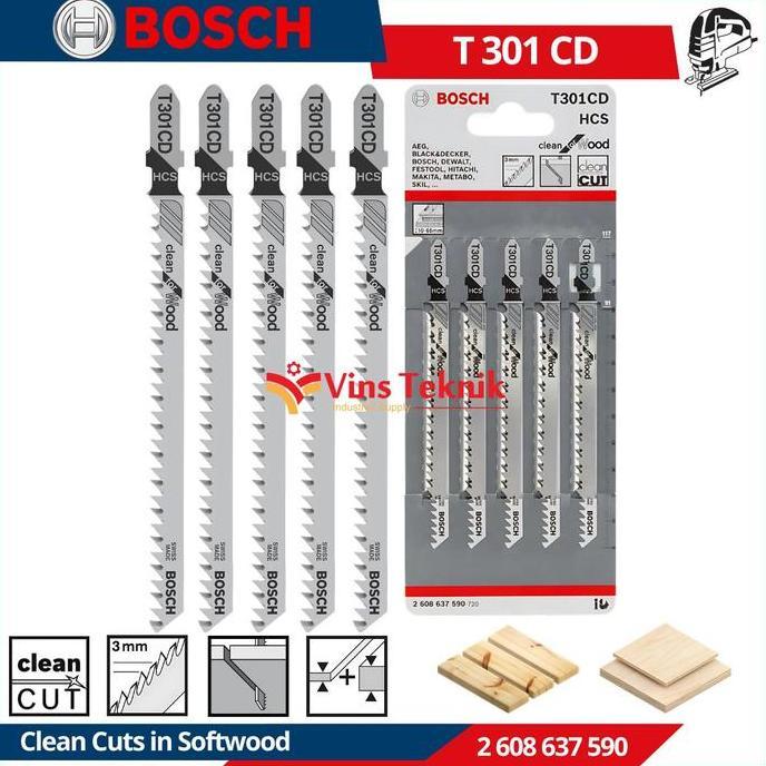 Mata Gergaji Kayu Jigsaw Clean for Wood T301CD Bosch T 301 CD