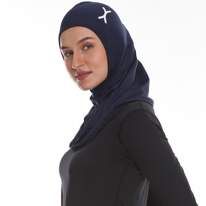 Flexzone Hijab Sport Instan Fah-001 Panjang Muslim Kerudung  Nyaman  Spandex  Hitam