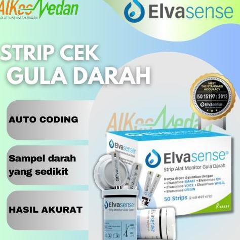 STRIP CEK GULA DARAH ELVASENSE AKURAT / MESIN GLUCOSE 50S ALKES MEDAN