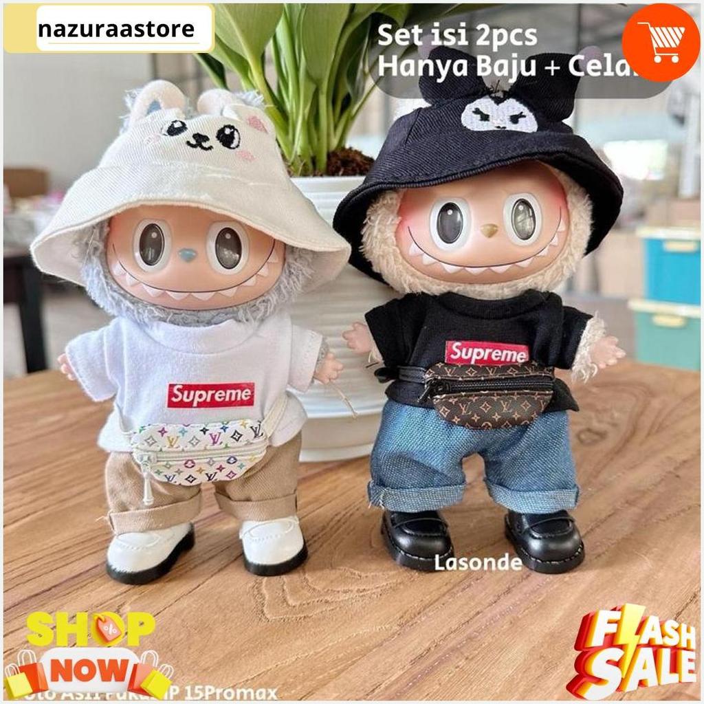 Ready !! Baju Pakaian Labubu V1 V2 Branded Chanel Lv Lucu Kacamata Tas Boneka Terlaris