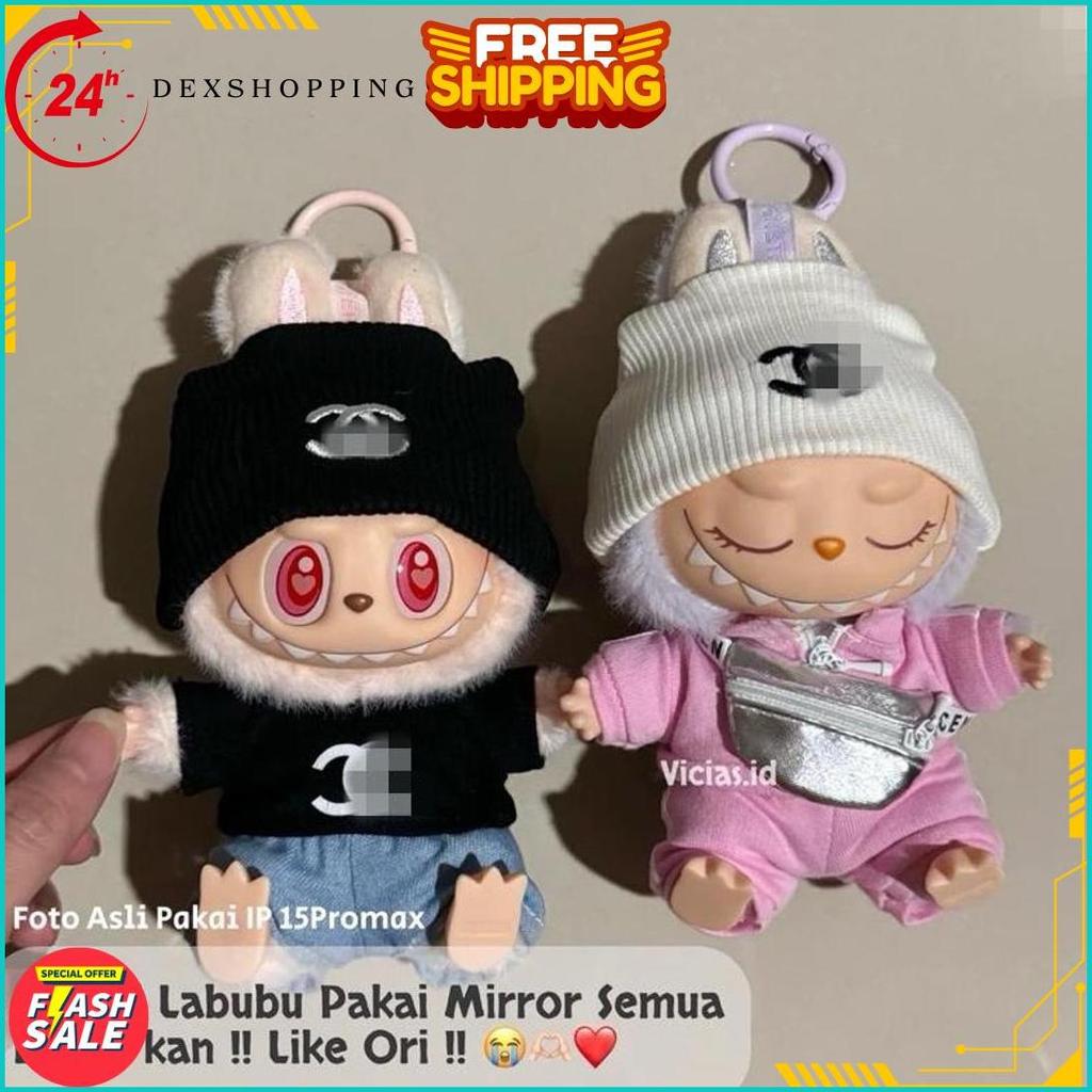 Ready  Baju Pakaian Labubu V1 V2 Branded Chanel Lv Lucu Kacamata Tas Boneka Original Produk
