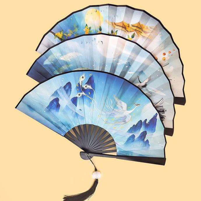 Kipas Lipat Cina/Kipas Lipat Gaya Kuno Cina/Kipas Lipat Sutra Cina/Kipas Lipat Sutra Gaya Kuno Cina 