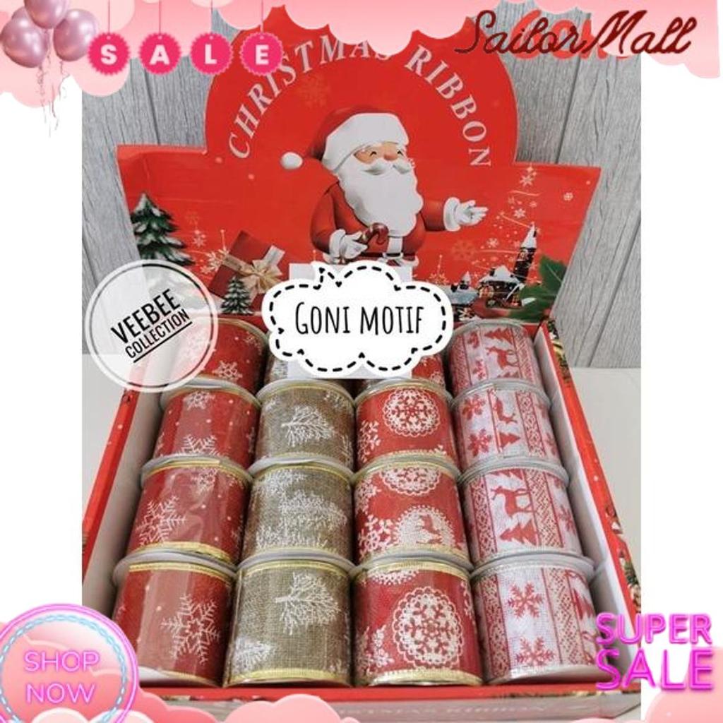 New Pita Motif Natal 6cm goni motif tile motif/ pita roll natal/ ribbon