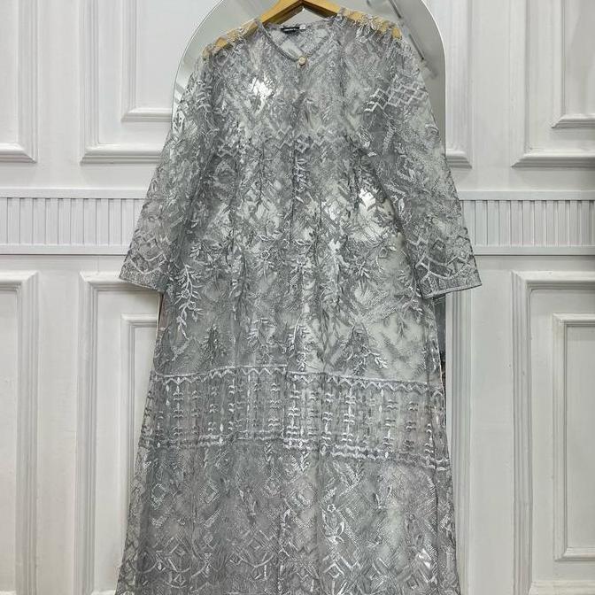 Gaia Long Outer Brokat Tile Sapto Etnik Wanita Kondangan Mewah Cardigan Panjang Muslim Kardigan Katu