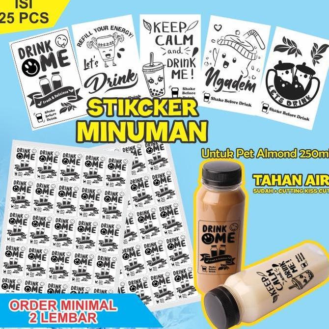 STIKER MINUMAN UNIVERSAL UNTUK BOTOL ALMOND 250ML