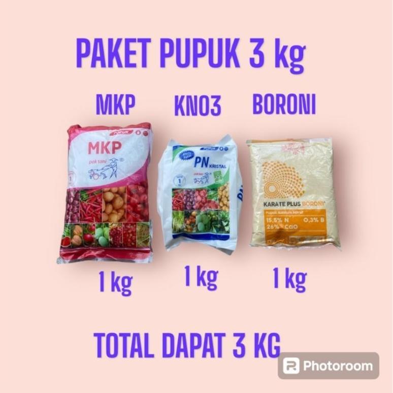 Paket hemat pupuk 3 kg pupuk MKP pak tani , kno3 pak tani dan boron pupuk anggur