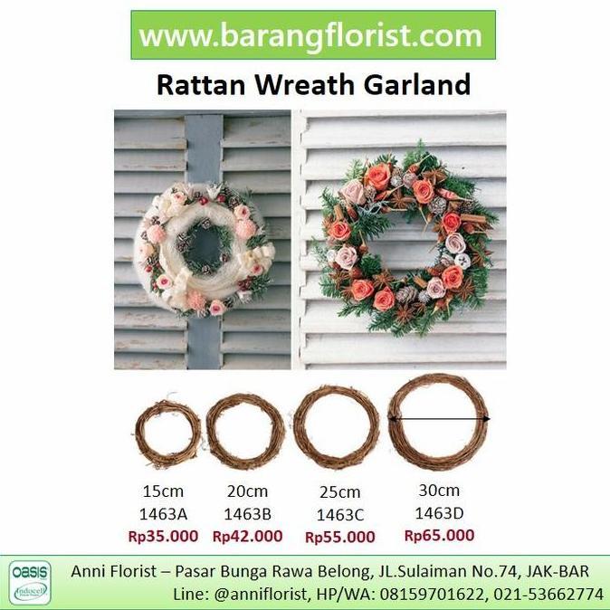 Rattan Wreath Garland 30cm (1463D), rotan natal, Florist supply