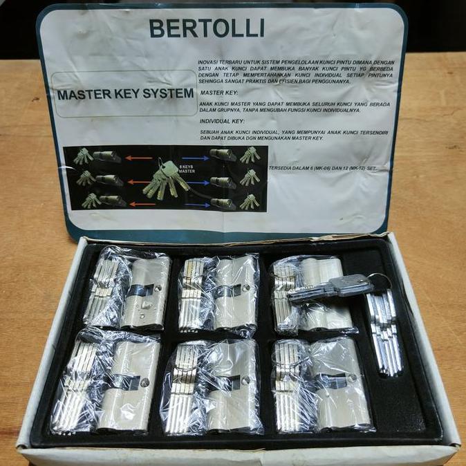 SU - 1 SET Silinder Kunci Pintu Besar Master Key Bertolli 6 Pcs / Silinder Kuningan MasterKey 60mm