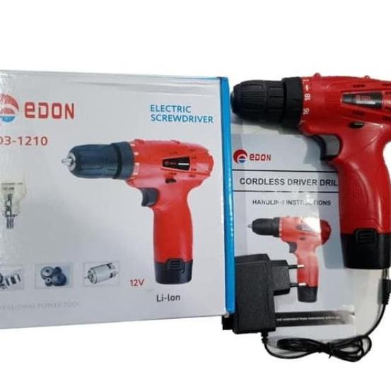BOR CORDLESS 12 VOLT / BOR BATERE 10MM / MESIN BOR TANGAN 10 MM EDON