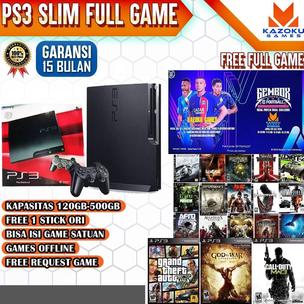 PS3 PS 3 SLIM S3000/2000 ASLI SONY PLAYSTATION 3 OFW 500GB 2 STIK GARANSI PANJANG15 bln