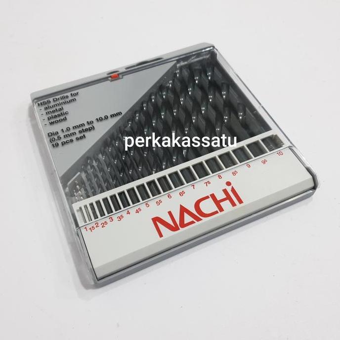 MATA BOR BESI SET 19 PCS NACHI 1-10MM STRAIGHT SHANK DRILL1 - 10 MM