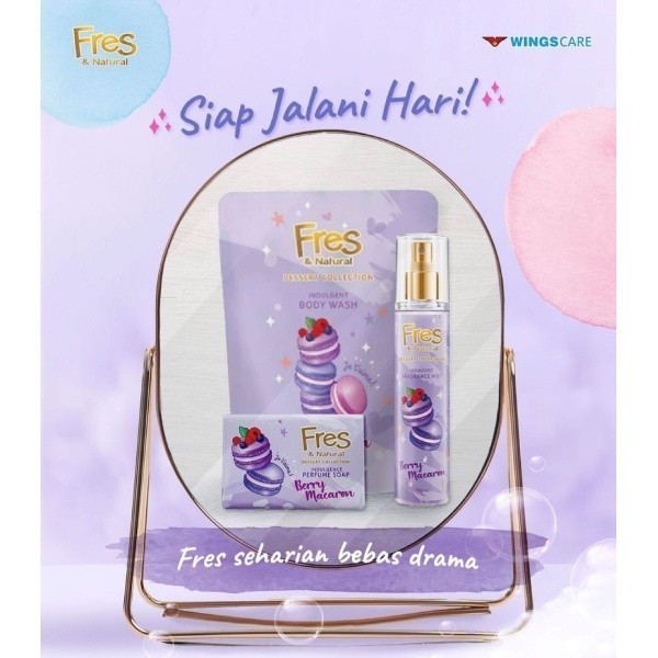 Fres & Natural Sabun Mandi Cair Berry Macaron Pouch 400 ml x2 - Gambar 3