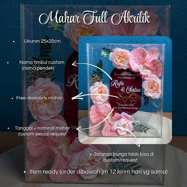Mahar Akrilik Pernikahan Minimalis Modern Frame Transparan