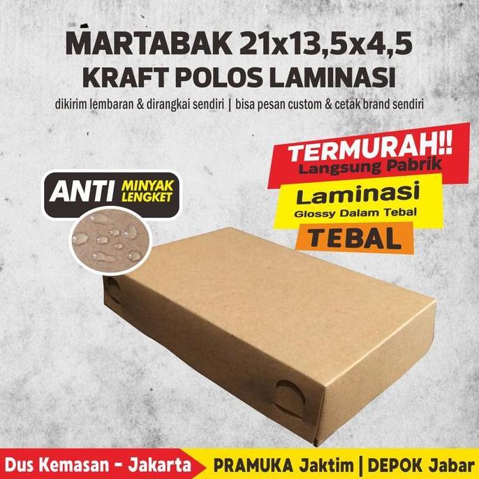 KOTAK MARTABAK / BOX MARTABAK KRAFT LAMINASI POLOS ( ISI 10 PCS )