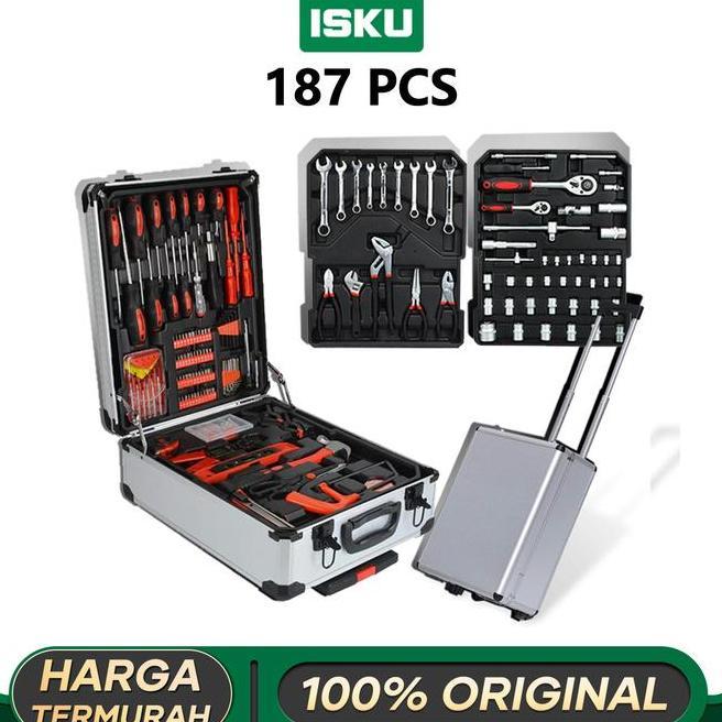 Iskutool Kit 187 Pcs Perkakas Bengkel Tool Setkoper Set Perkakas Bengkelalat Bengkel Perkakas Lengka