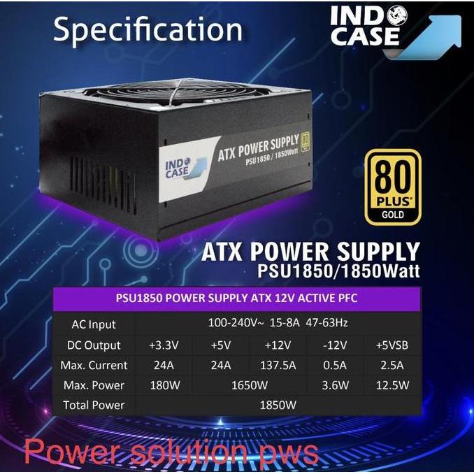 PSU1850 POWER SUPPLY PSU 1850W 80+ GOLD MINER MINING BITCOIN GAMING Paling Murah