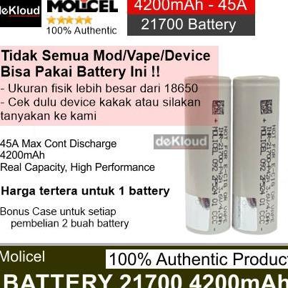 Original Molicel P42A 4200Mah 21700 Battery | Authentic Oten Baterai Batre Original Batere Rechargea