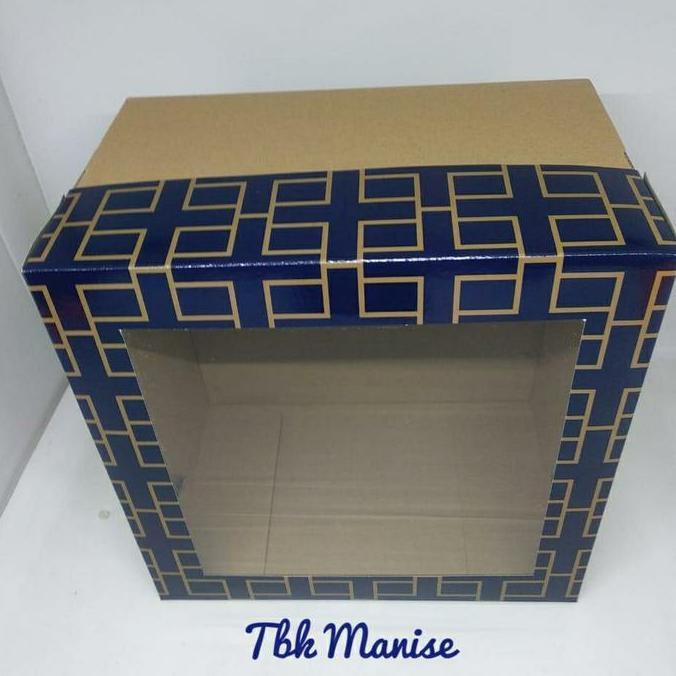 Box Kue Blue Mozaik Mika 25x25cm / Dus Kue / Kotak Kue / Cake Box