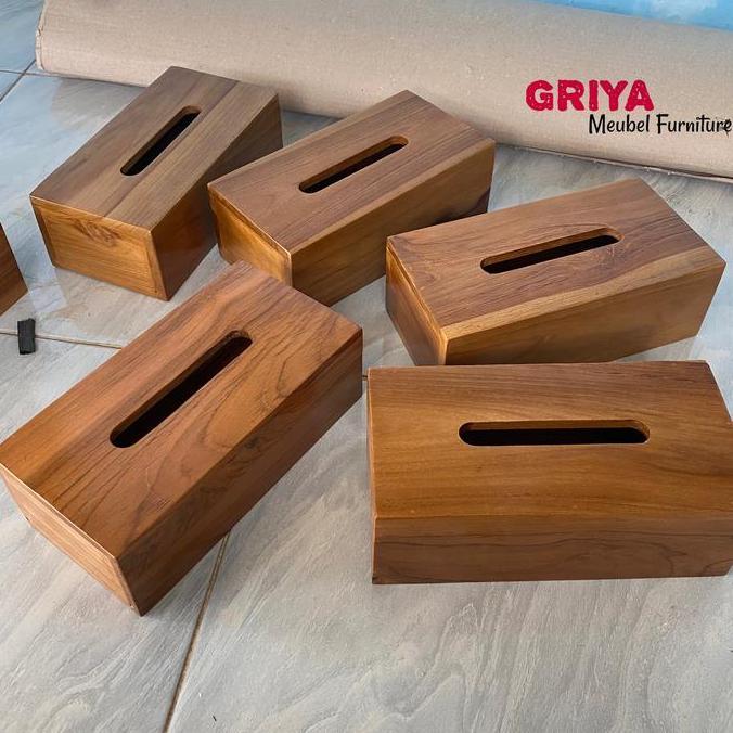 tempat tisu kayu jati - kotak tisu jati - tempat tisu estetik