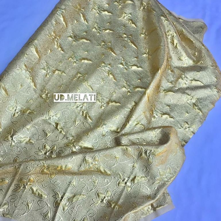 Gogatomi  - Kain Kaloke Bali Motif Tulip Gold,Silver,Merah,Hitam | Kain Dekorasi | Kain Wastra Bisa 