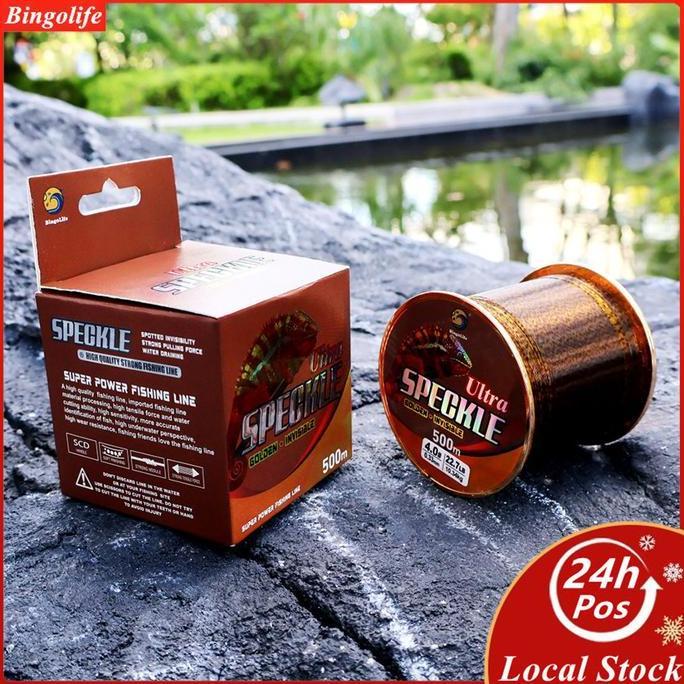 Bingolife Senar Pancing Series Ultra - Golden Speckle 500m - Invisible - Kuat - dan Nilon Anti Kerit