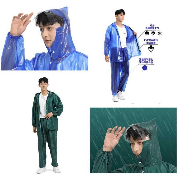 Jas Hujan Setelan Dewasa Wanita Pria Jas Hujan Set Baju dan Celana