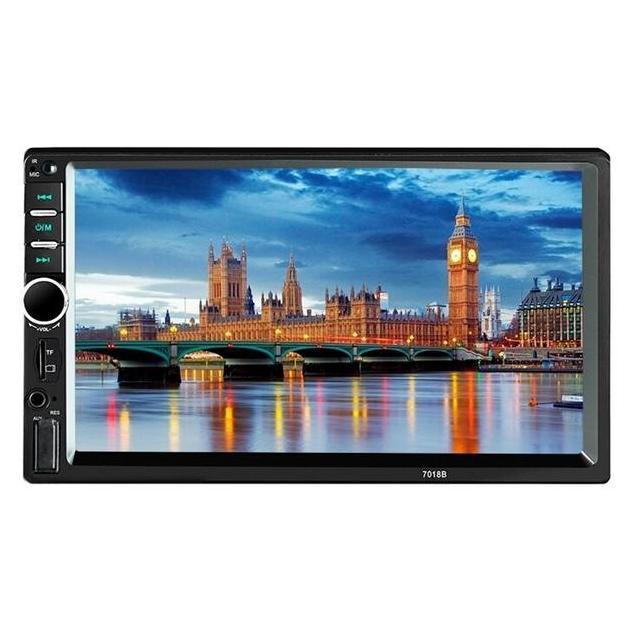 Head Unit Double Din Mp5 7 Inch 7018B Audio Mobil Link Bluetooth Touchscreen Full Glass Car Kabel