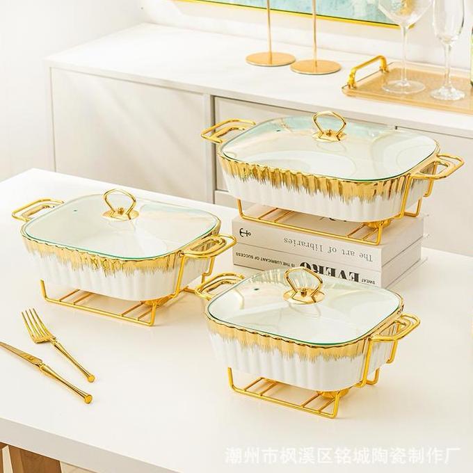 Paket Set Isi 3 - Satuan Prasmanan Keramik Wadah Lauk Sayur Dudukan Besir