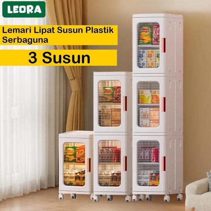 Leora Lemari Lipat 3 Susun Leora Lemari Pakaian Plastik Lemari Portable Lemari Plastik Susun Rak Sep