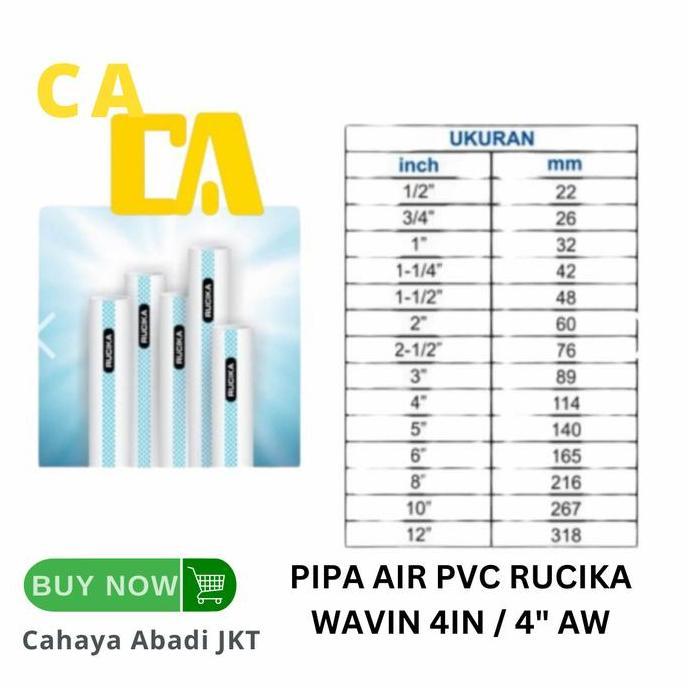 Rebapin - Pipa Air PVC Rucika Wavin 4 Inch Type AW | Pipa Paralon Putih Standard AW Air Bersih
