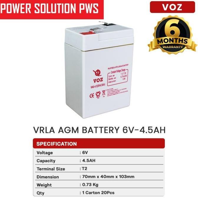 Baterai UPS 6V 4,5Ah Battery Voz 6v 4Ah 4.5Ah