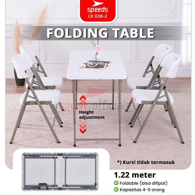 TERLARIS - SPEEDS Meja Lipat Plastik Folding Table Indoor Outdoor Piknik Pameran Serbaguna Besar Mej