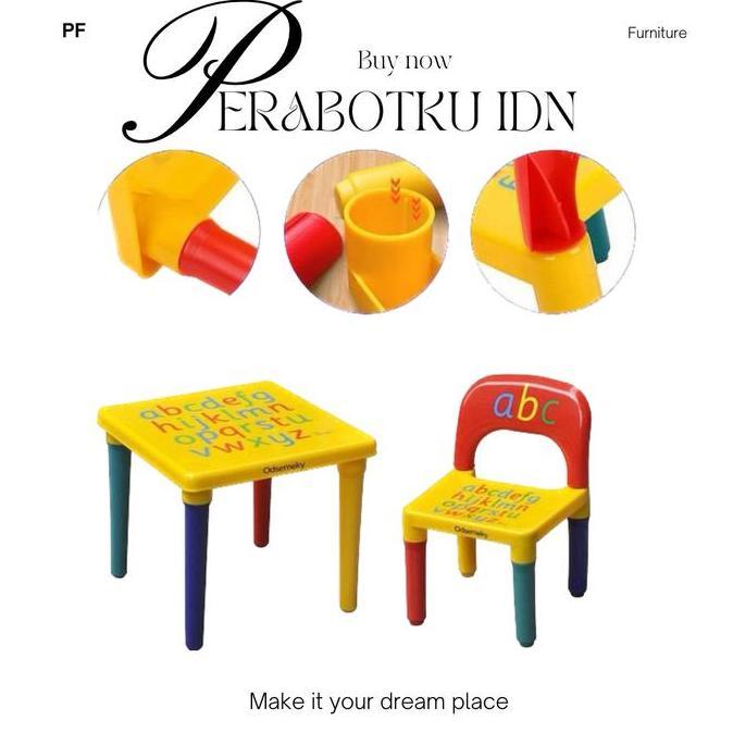 TERLARIS - KURSI DAN MEJA BELAJAR ANAK SET MEJA KURSI PLASTIK - ALPHABET