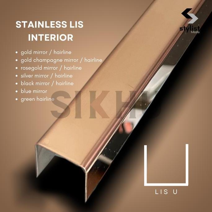 BEBAS ONGKIR - Stainless Lis Interior | Lis U Rosegold 20 x 24 x 20mm