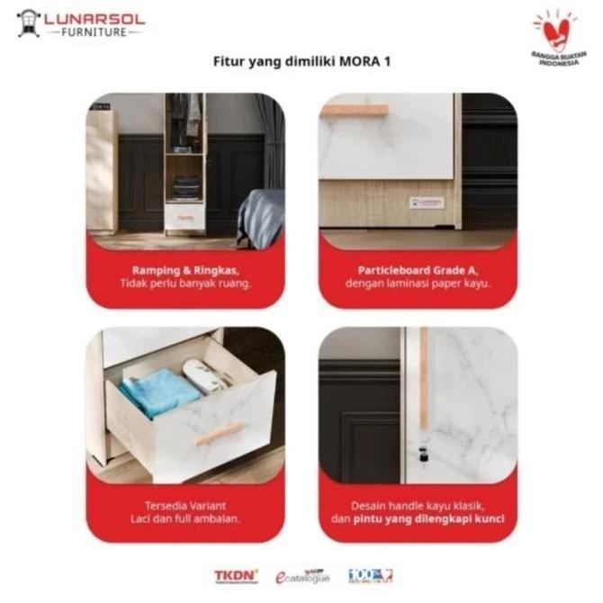 BEBAS ONGKIR - Lemari baju 1 pintu cermin lemari pakaian 1 pintu laci murah kosan