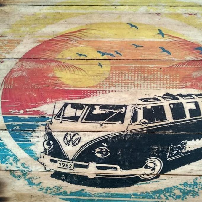 Hiasan Unik!! Lukisan Kayu Vw Kombi Klasik Jatibelanda Bakar