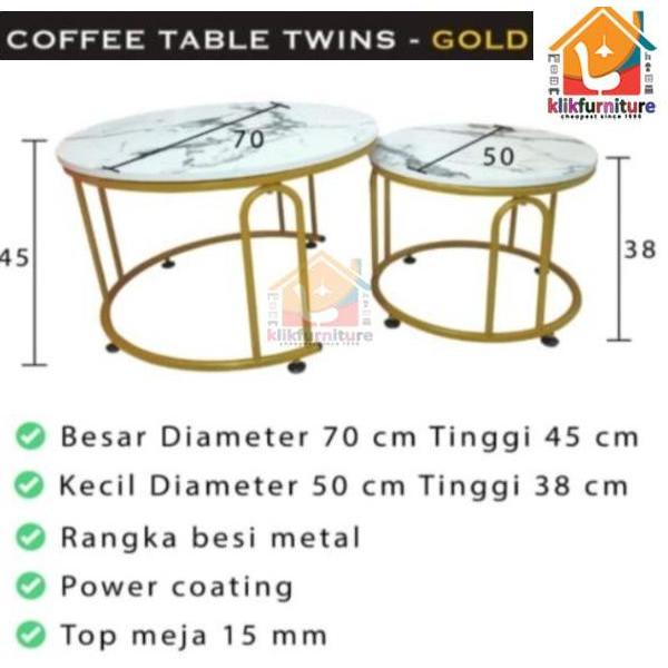 TERLARIS - Coffee Table Bulat Meja Tamu Scandinavian Minimalis Modern CT TWINS
