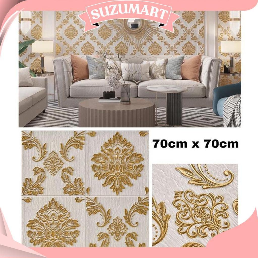[Tebal 5.5Mm] Wallpaper Premium 70X70Cm 3D Foam / Wallpaper Aluminium Foil Dinding Timbul Motif Baru