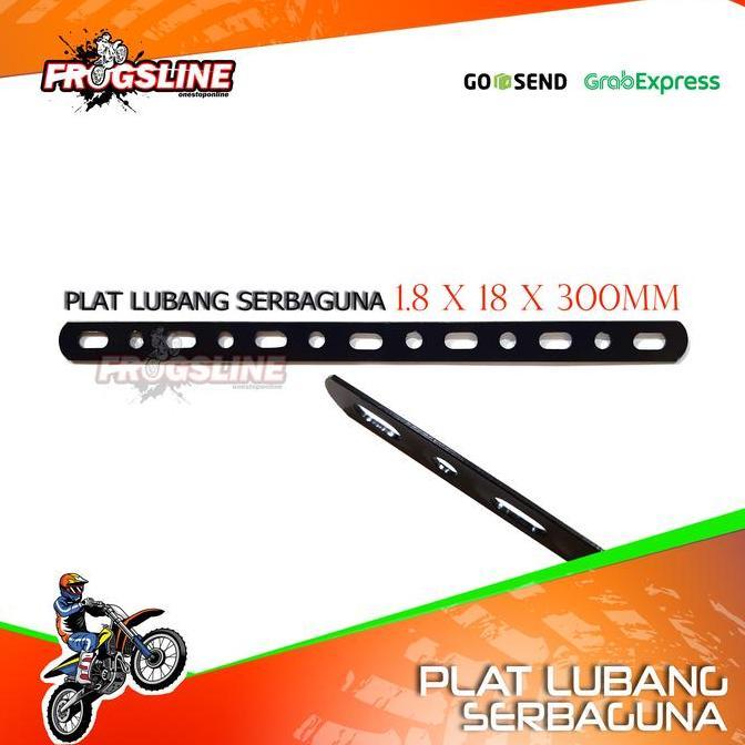 Plat Lubang Besi Hitam Strip Bolong Panel Bracket Lampu Dudukan Lubang
