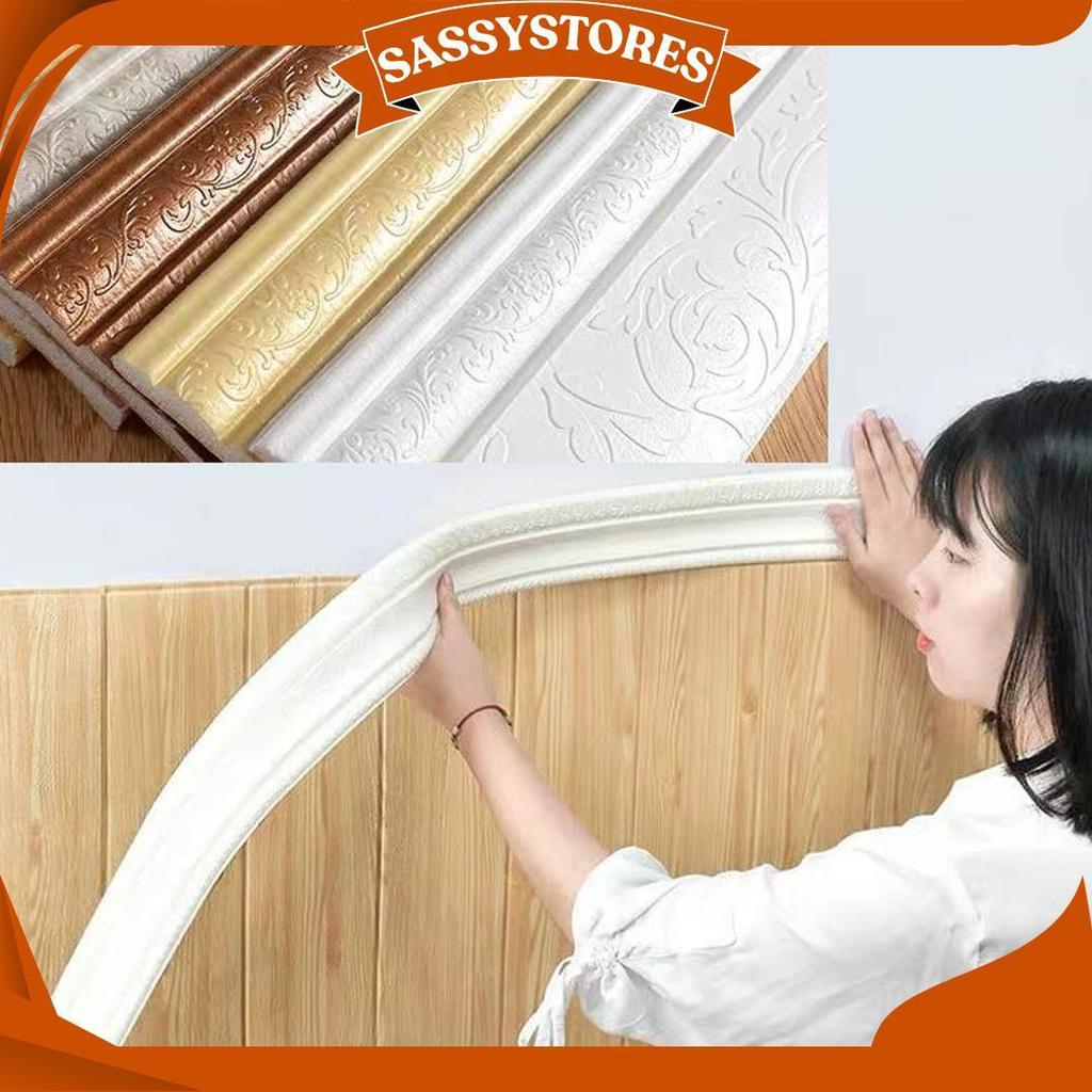[Tebal] Wall Border List Foam 3D 8Mm Wallpaper Tebal List Dinding Border Plafon Stiker Dekorasi Dind