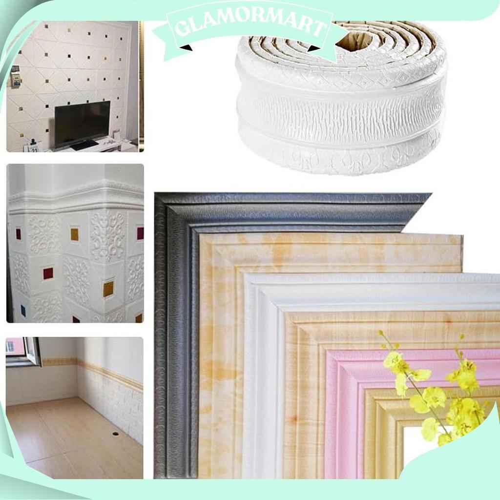 [Tebal] Wall Border List Foam 3D 8Mm Wallpaper Tebal List Dinding Border Plafon Stiker Dekorasi Dind